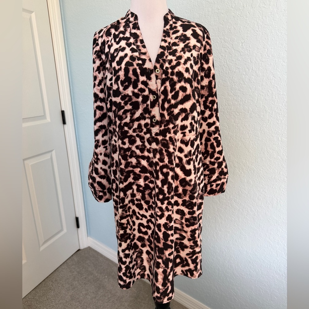 Limited Black Leopard Print Shirt Dress Medium